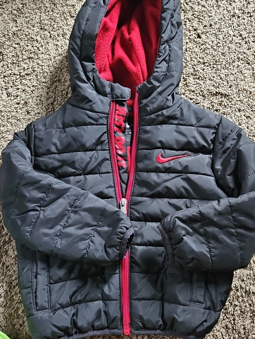 Nike Black Puffer Jacket with Red Lining